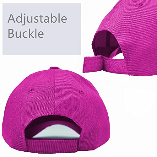 Glory Max Plain Baseball Cap Hook & Loop Strap Adjustable Solid Blank Curved Visor Hat - color: Hot Pink