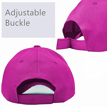 Glory Max Plain Baseball Cap Hook & Loop Strap Adjustable Solid Blank Curved Visor Hat - color: Hot Pink