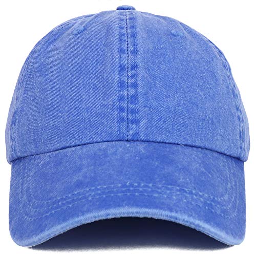 Trendy Apparel Shop Low Profile Unstructured Pigment Dyed Cotton Twill Baseball Cap - color: Royal