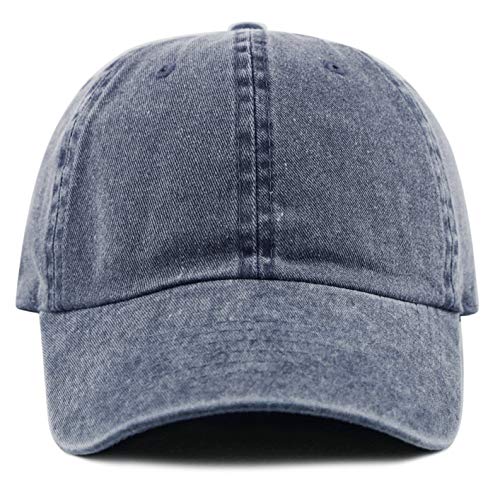 The Hat Depot 100% Cotton Pigment Dyed Low Profile Dad Hat Six Panel Cap - color: 1. Blue