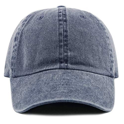 The Hat Depot 100% Cotton Pigment Dyed Low Profile Dad Hat Six Panel Cap - color: 1. Blue