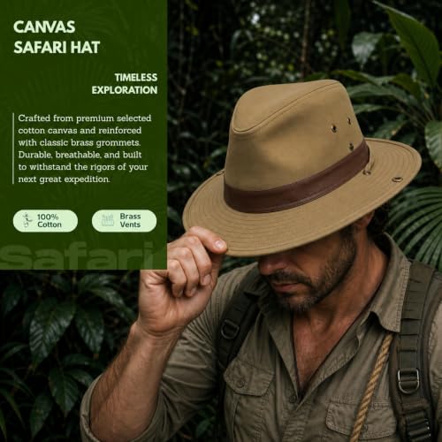 TOP-EX Aussie Safari Sun Hat for Men & Women, UPF 50+ Wide Brim, M-XXL Fit - color: Khaki, size: Large