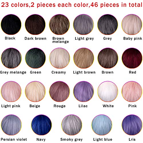 SIQUK 46 Pieces Faux Fur Pom Pom Balls for Hats with Elastic Loop for Craft - color: Tender color