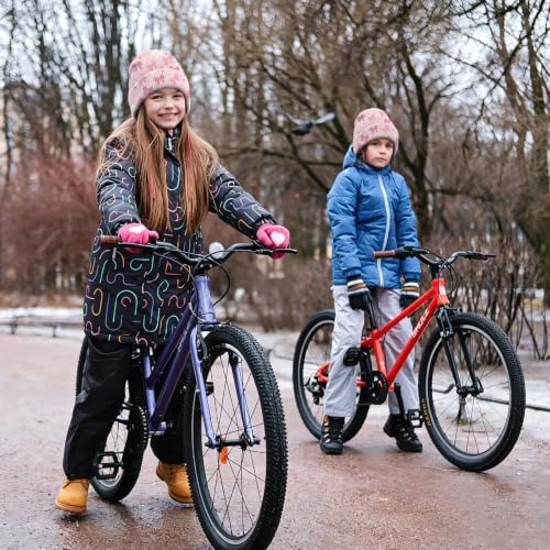 Kids Beanie Knit Hat Winter Unisex Cuffed Beanies Skull Cap Warm Double Layer Thick Acrylic Cute for Girls Boys - color: Pink Bowknot