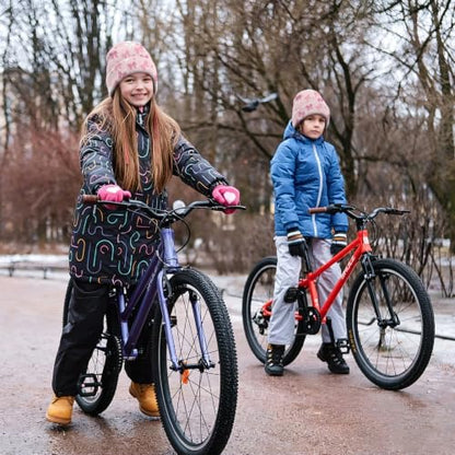 Kids Beanie Knit Hat Winter Unisex Cuffed Beanies Skull Cap Warm Double Layer Thick Acrylic Cute for Girls Boys - color: Pink Bowknot