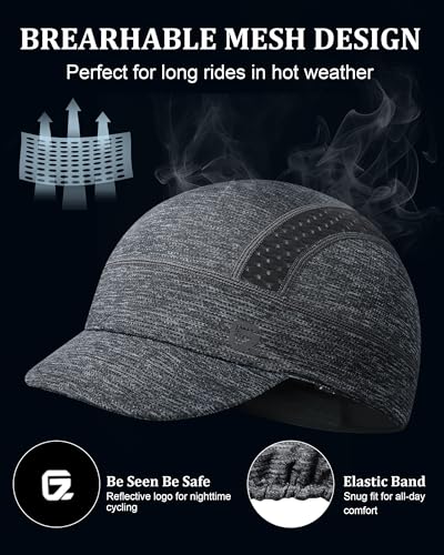 GADIEMKENSD Cooling Cycling Cap, Skull Cap Helmet Liner with Flip Brim, Sun Protection Running Under Helmet for Men Women - color: Dark Grey
