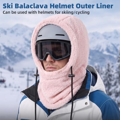 Ski Mask Balalclava Windproof Face Mask Warm Fleece Neck Cover for Cold Weather Helmet Hood for Men & Women - color: B03-pink