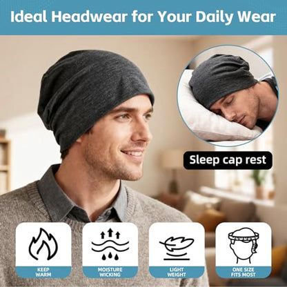 Women's Slouchy Beanie Hat Chemo Caps Cancer Headwear Hats Turban Baggy Sleeping Cap Boho Hats - color: 2pcs Black Gray