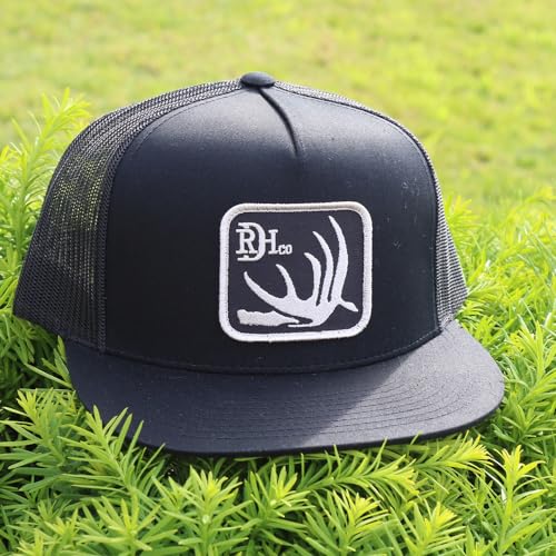 Red Dirt Hat Company Wildlife Hat | 5-Panel Western Adjustable Snapback Cap - color: Deer Shed - Black