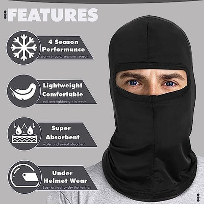 Silk Balaclava Face Mask Men - Breathable Under Helmet Wear Windproof Motorcycle Balaclava - color: Black - 2 Pack