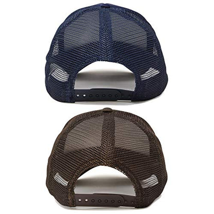 DALIX Solid Blank Trucker Hats Caps 2 Pack - color: Brown and Navy Blue