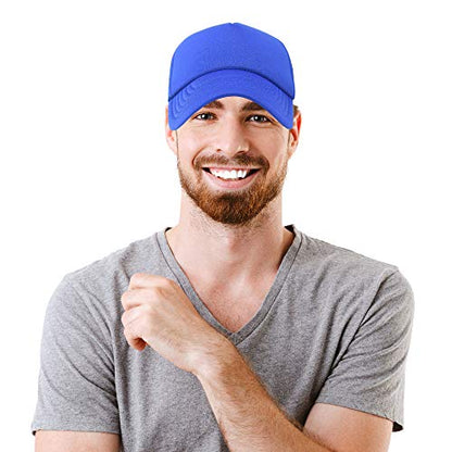 DALIX Solid Blank Trucker Hats Caps 2 Pack - color: Royal Blue