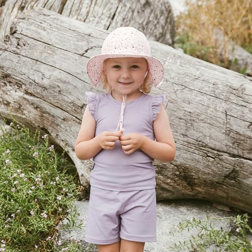 JAN & JUL Adjustable Cotton Floppy Sun Hat with 50+ UPF Protection for Girls - color: Pink Blossoms, size: 0-6 Months