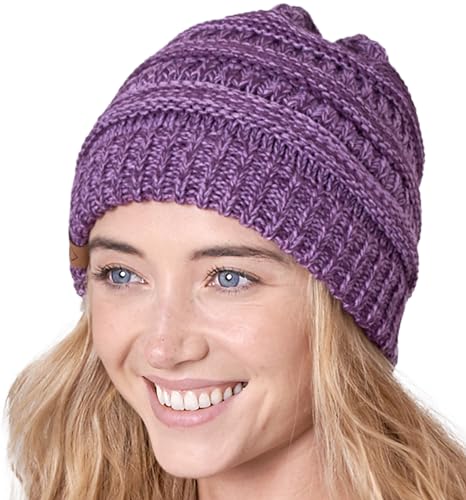 Tough Headwear Slouchy Beanie Hat - Itch-Free Winter Hats for Women - Stretchable Beanies for Women - Acrylic Winter Gear - color: Purple