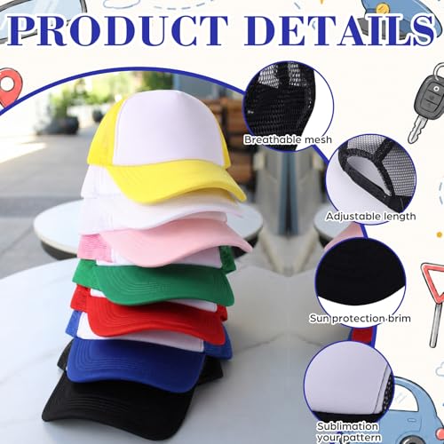 Sublimation Blank Trucker Hats, Foam Mesh Caps Embroidery Sublimation - color: Black