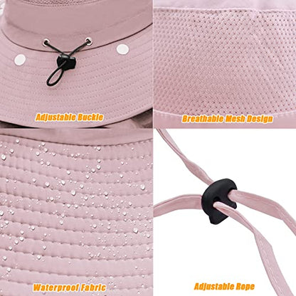 Fishing Hat for Men & Women, Sun Protection Hat with Face Cover & Neck Flap - color: Pink