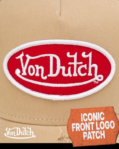 Von Dutch Unisex Trucker Hat - Retro Classic Solid Color Mesh Back Snapback Baseball Cap for Men & Women. - color: Khaki