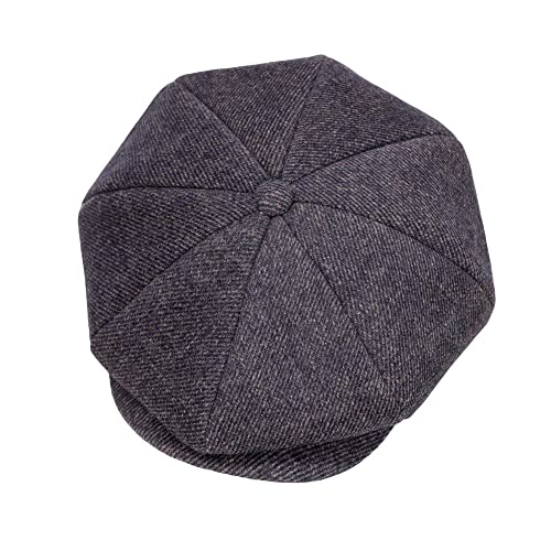 jerague Wool Newsboy Cap for Men Women - Classic Vintage Gatsby Lvy Cabbie Hat Flat Beret Cap Adjustable Size - color: Twill/Coffee Cyan, size: Medium-Large