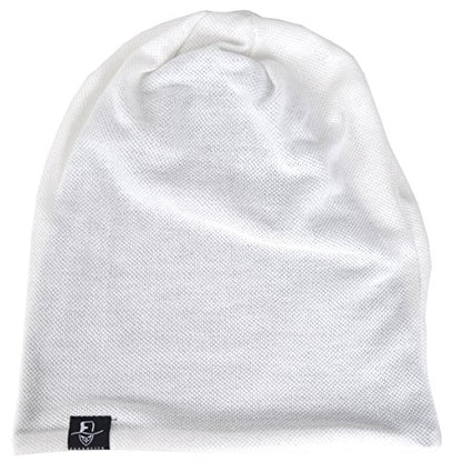 Mens Slouch Hollow Beanie Summer Skullcap B090 - color: Solid-white