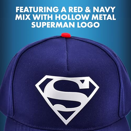 Concept One Unisex Adult DC Comics Superman Baseball Cap, Adult Adjustable Snapback Hat with Flat Brim for Men and Women - color: Navy