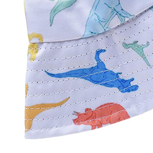 Quanhaigou Unisex Sun Hats, Fashion Beach Bucket Hat for Men Women,Summer Outdoor Boonie Cap Breathable Packable - color: White Dinosaur