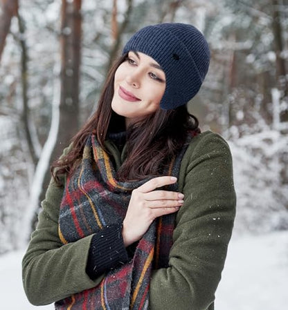 HiRui Knit Beanie Hats Winter Hats Ear Covers for Men Women-Warm Daily Headwear - color: Navy Blue