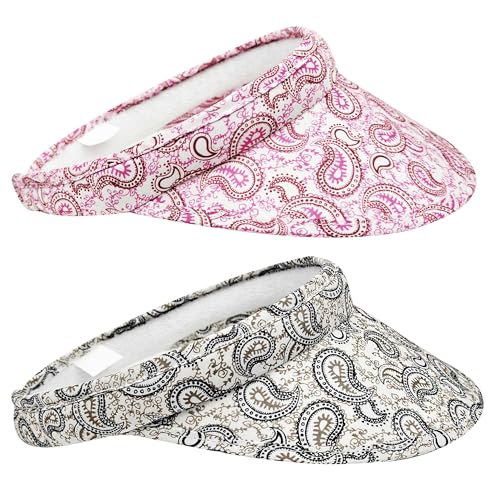 2 Pack Sun Visor Hats Women Men Clip On Wide Brim Visors Hat Outdoor Sports Golf Beach Travel Tennis Caps - color: Multiple-pink Black