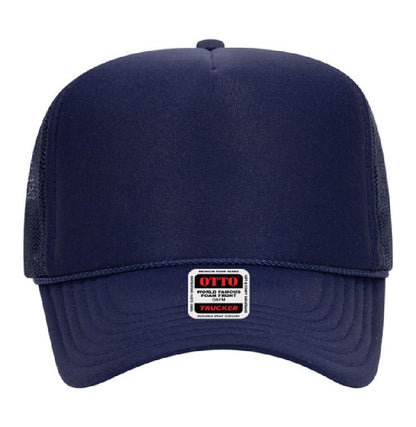 Otto Cap 5-Panel High Crown Mesh Back Trucker Hat - color: Navy