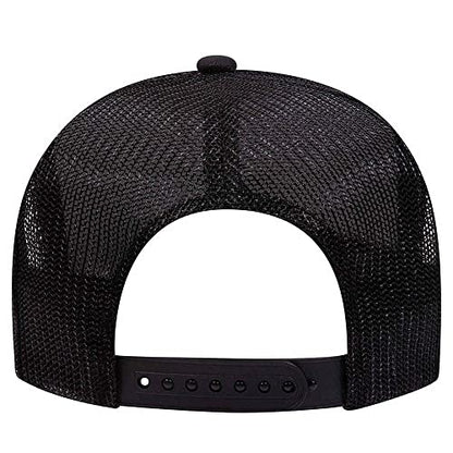 Ashen Fane Polyester Foam Front 5 Panel High Crown Mesh Back Trucker Hat - color: Black Gold