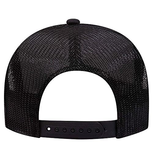 Ashen Fane Polyester Foam Front 5 Panel High Crown Mesh Back Trucker Hat - color: Black Gold