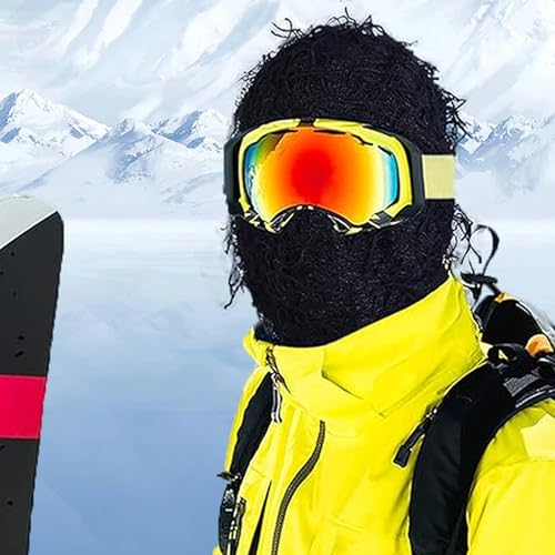 KORADI Women's Balaclava Mens Distressed Tassel Knit Hat Ski Full Face Masks Hats Winter Heart Embroidery Y2k Beanies - color: Yellow