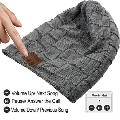 Wireless Music Hat Beanie for Men Women Headphones Wireless Earbuds Headset Music Audio Stereo Earphone Boys Girls Beanie hat Winter Cap Outdoor Sport Business Truck Driver Deep Grey - color: Deep Grey