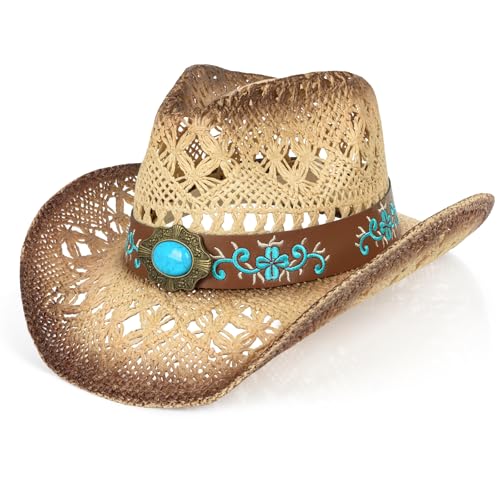 Cowboy Hat,Cowgirl Hat,Cowboy Hats for Women/Mens Yellow - color: Yelllow+brown