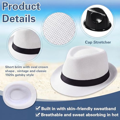 Suhine 36 Pcs Fedora Hat Bulk for 20s Party Supplies - color: White