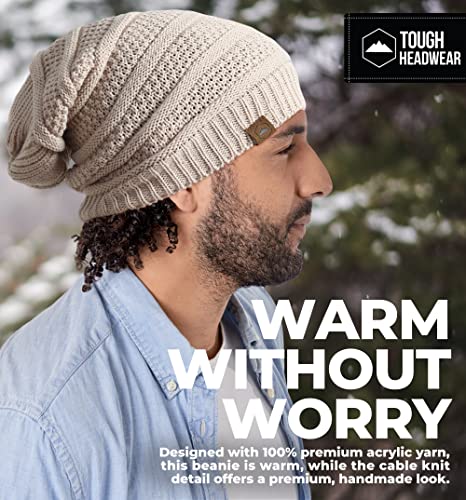 Tough Headwear Slouchy Oversized Beanie Hat - Warm Winter Hats for Women - Stretch Fit Mens Beanie - color: Beige