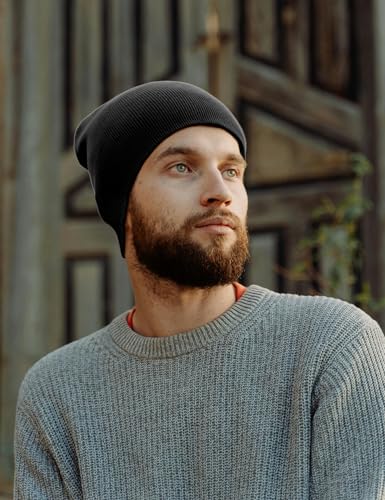 vidsel 100% Cotton Beanie Hat for Men Women, Soft Cuffless Knit Skull Cap - color: 1pc-black