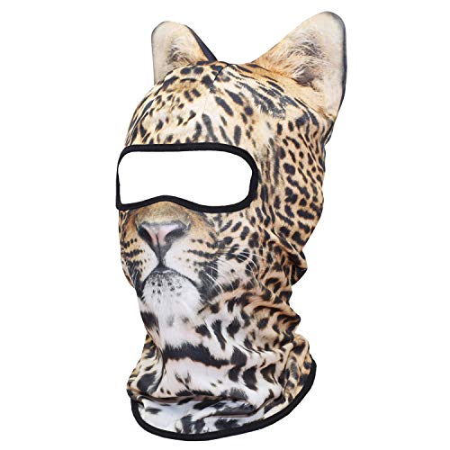 WTACTFUL 3D Animal Ears Balaclava, Breathable Face Mask for Halloween - color: Leopard Meb-39