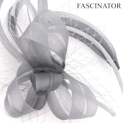 Fascinators Hats for Women, Fascinator Headband Tea Party Hat - color: Grey