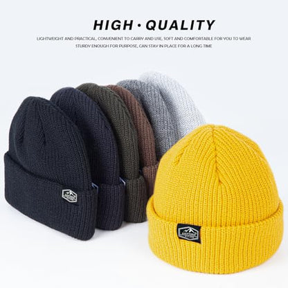 Fisherman Beanie Roll-up Edge Trawler Beanie Skullcap Watch Hat Knit Short Cap - color: Black+olive