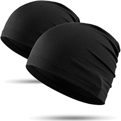WTACTFUL Cooling Breathable Skull Cap Men Women, Sweat Wicking 1-2-4 Pack - color: #Black + Black