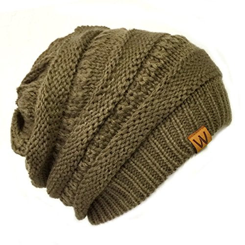allydrew Winter Thick Knit Beanie Slouchy Beanie for Men & Women - color: Brown Beaver