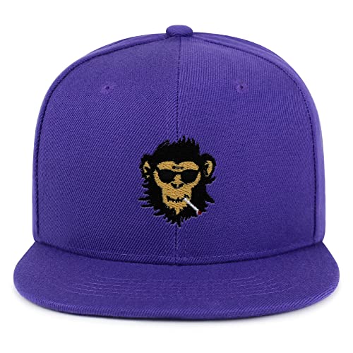 Smoking Monkey Hip-Hop Snapback Hat Embroidered Baseball Cap Wild Animal Funny - color: 05. Purple
