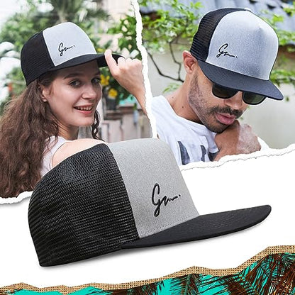 Grace Folly Trucker Hat for Men & Women. Snapback Mesh Caps - color: Black & Gray