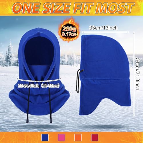 Eurzom 4 Pcs Winter Fleece Balaclava Face Mask - color: Royal Blue, Red, Orange, Rose Red