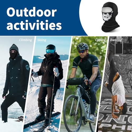 YESLIFE Summer Balaclava Ski Mask for Men&Women, Face Mask - color: White Skull
