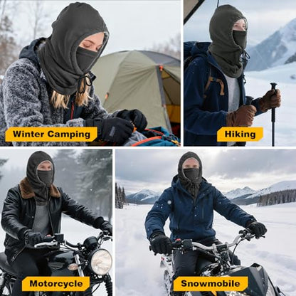 Winter Balaclava Ski Face Mask: Men Women Warm Windproof Face Cover Hat - color: Black & Grey-2 Packs-lined
