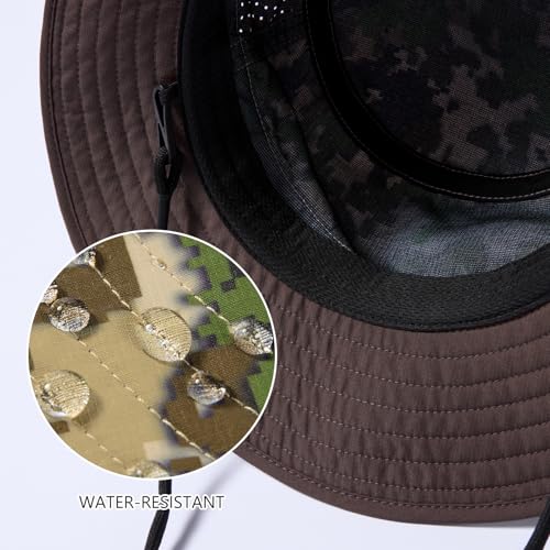 BASSDASH UPF 50+ Water-Resistant Fishing Bucket Hat with Laser Perforated Mesh Adjustable for Men Women Outdoor Hiking - color: Highland
