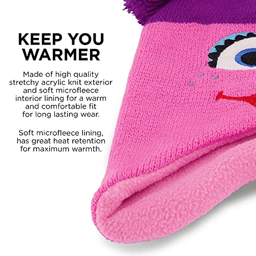 Sesame Street Girls' Winter Hat and Mittens Set, Abby Cadabby Beanie for Ages 2-4 - color: Dark Pink