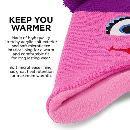 Sesame Street Girls' Winter Hat and Mittens Set, Abby Cadabby Beanie for Ages 2-4 - color: Dark Pink