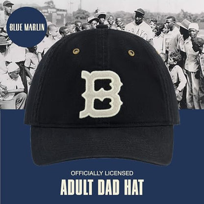 Blue Marlin Dad Hat, Adult Cotton Baseball Cap with Curved Brim, One Size. - color: Brooklyn Royal Giants
